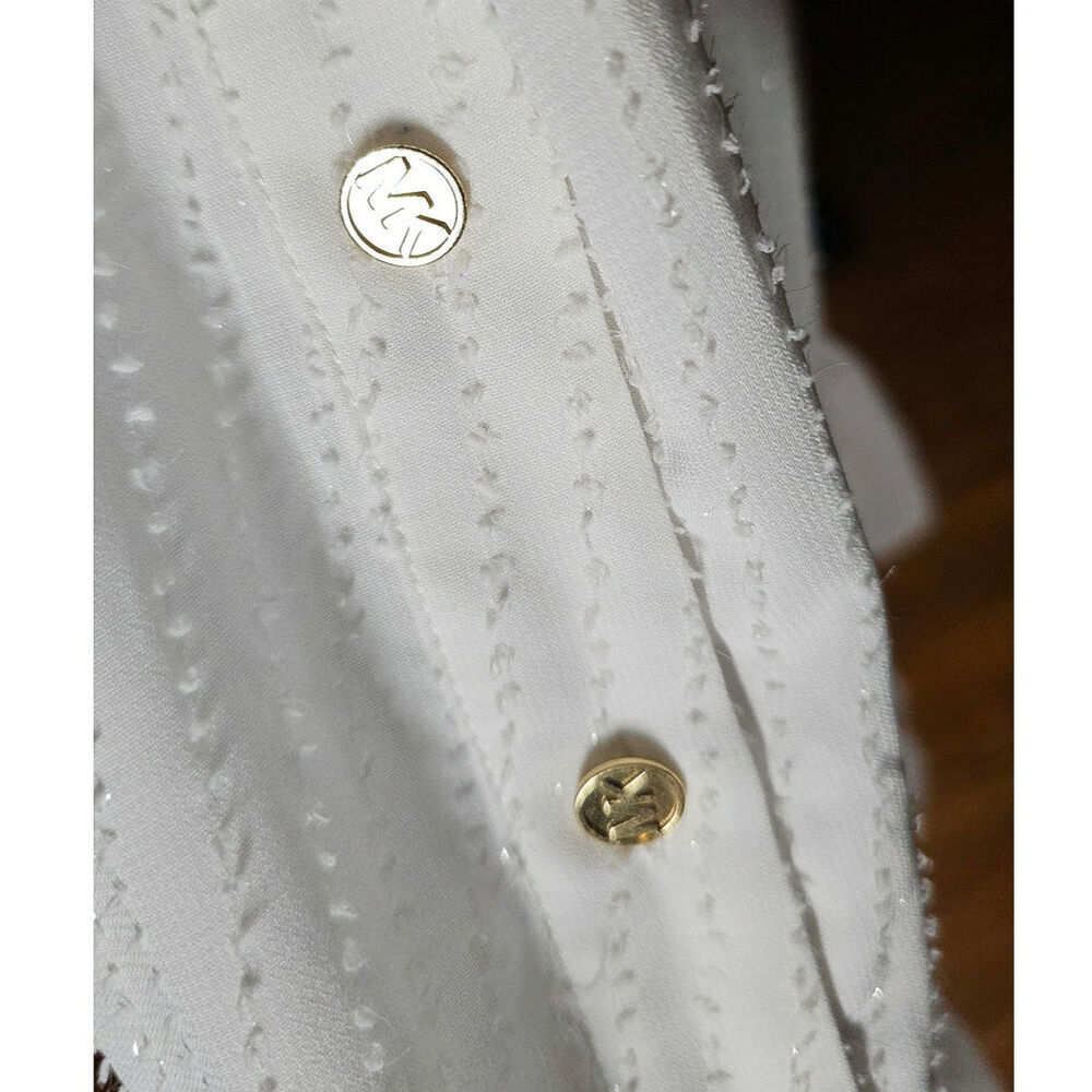 Michael Michael Kors White Tie Button Front Fit & Flare Dress Petite L NWT - Picture 6 of 8